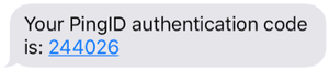 One time password SMS message Your PingID authentication code is 224026