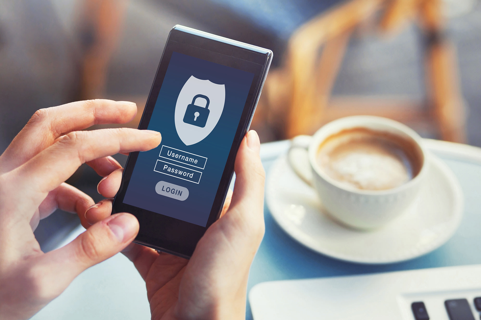 login to mobile app cybersecurity private access with username and password to personal data concept on screen of smartphone
